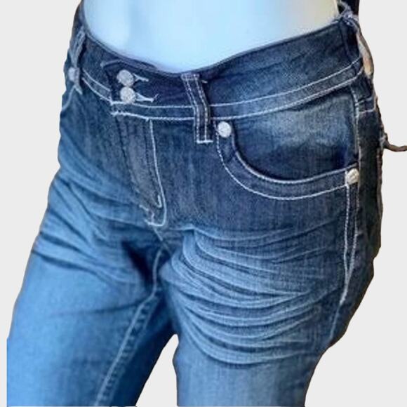 Suko Mid Rise Boot Cut Studded Jeans With Fading Size 8 - Picture 4 of 8